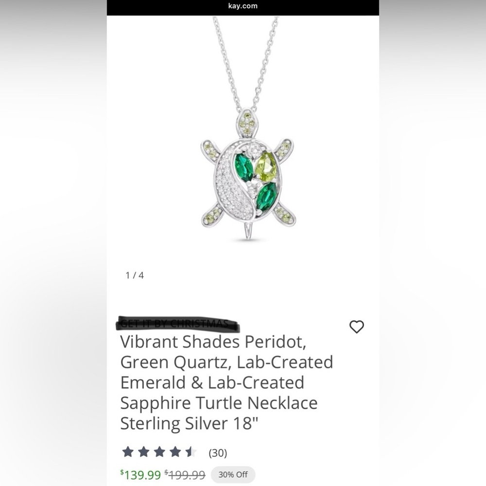 🐢Turtle necklace by KAY Jewelers • Lab & natural gems • Sterling silver - Picture 10 of 13